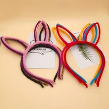 Плюшевый кролик с ушами обруч для волос действующий любящий детский ободок для волос Южная Корея популярные тонкие шерстяные резинки для волос акция горячая распродажа