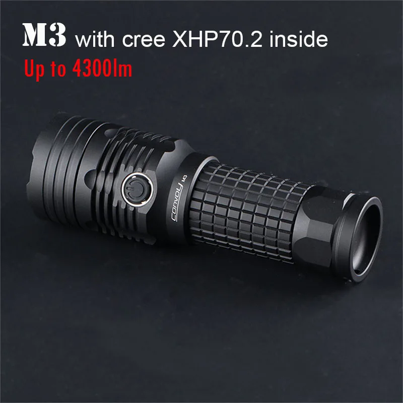 

LED Flashlight Convoy M3 with Cree xhp70.2 LED Lantern 26650 Flash Light 4300lm Powerful Camping Hunting Fishing Torch Light