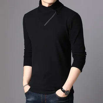 

male 2020 Spring and autumn new long-sleeved T-shirt fashion men's solid color Korean version bottoming shirt ws180