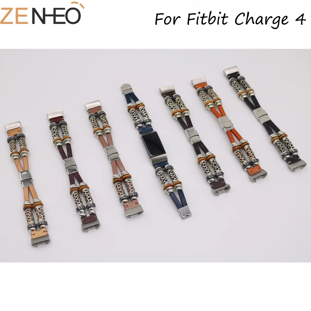 

For Fitbit Charge 4 retro elegant Leather Strap Bracele Band Replacement Watch Band for Fitbit Charge 4 Watchband Accessories