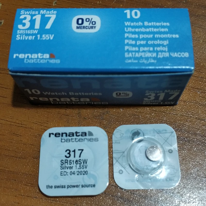 

2X Brand New Renata LONG LASTING 317 SR516SW SR62 D317 V317 Watch Battery Button Coin Cell Swiss Made 100% Original