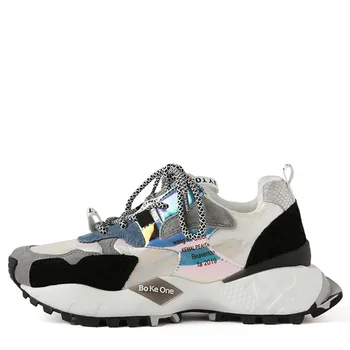 

YECHNE Vrouwen Sneakers Trend Schoenen Voor Papa Vrouwen Dikke Zolen Mode Loopschoenen Platform Vrouwen Vetersluiting