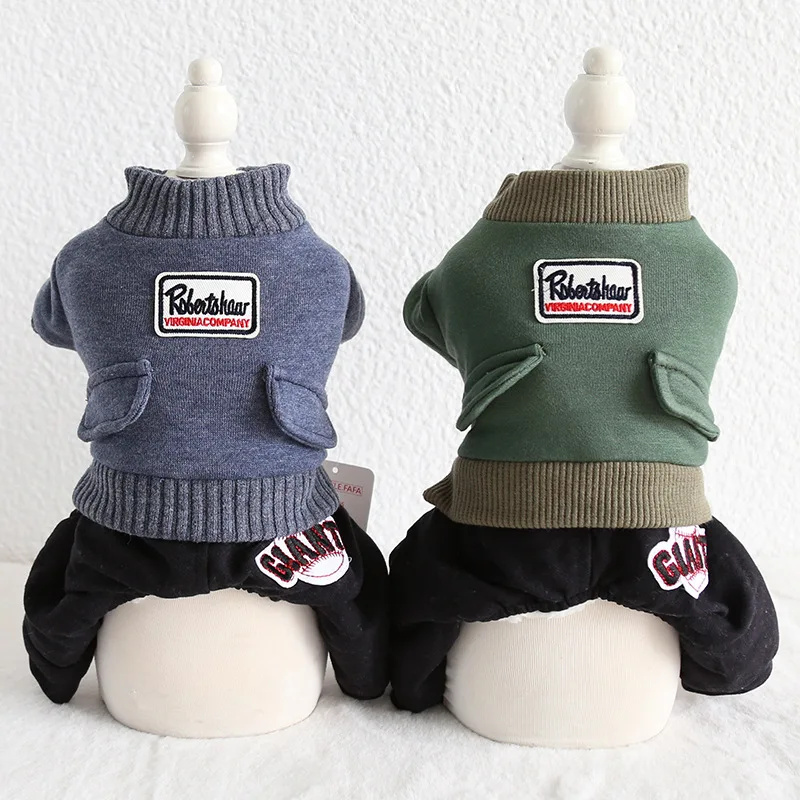 

2019 Newest Baseball Design Four-legged Warm Pet Clothing Super Warm Cotton Padded Green Blue Colors Clothes for Dogs Cats