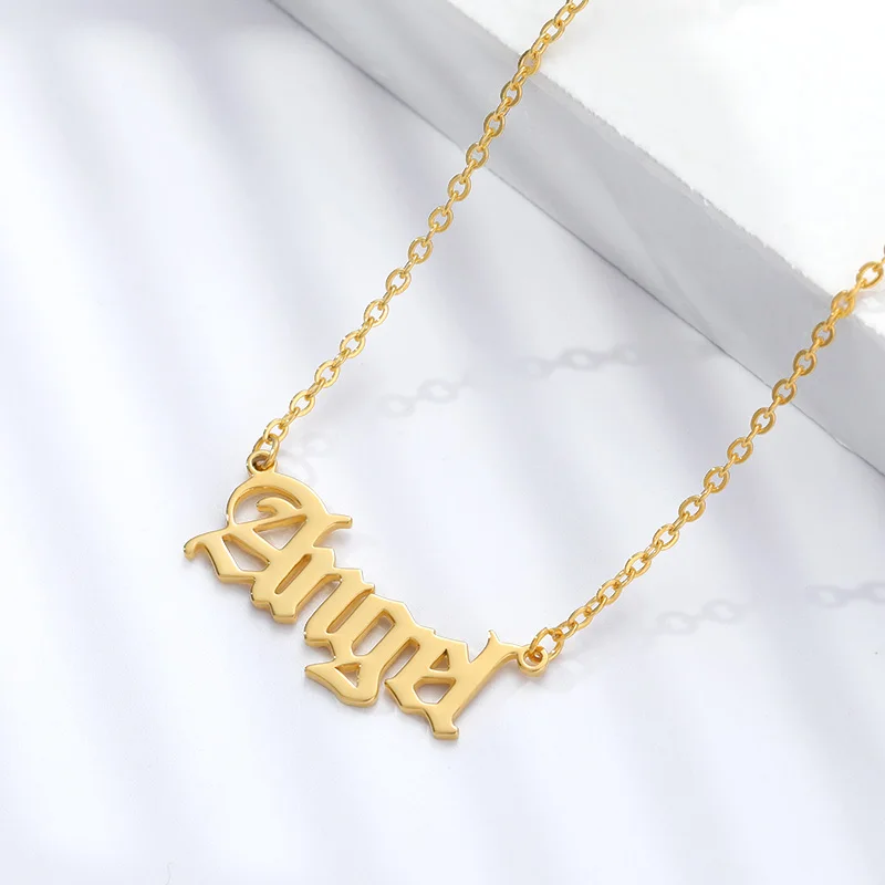 Old English Letter Angel Necklaces For 