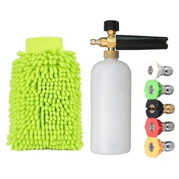 

Car Washing Foam Cannon Pressure Washer Jet Wash Bottle,5 Nozzle Tips and a Cleaning Gloves