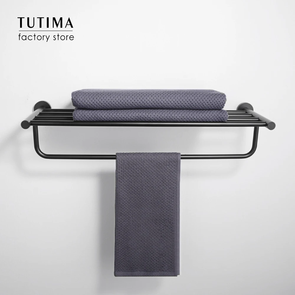 Tutima SUS 304 Stainless Steel Bathroom Hardware Set Black Matte Paper Holder Toothbrush Holder Towel Bar Bathroom Accessories