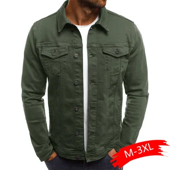 

Solid Color Jeans Jackets Denim Jacket Men Fashion Autumn Slim Jackets Mens Casual Denim Coats Turn-down Collar Streetwear