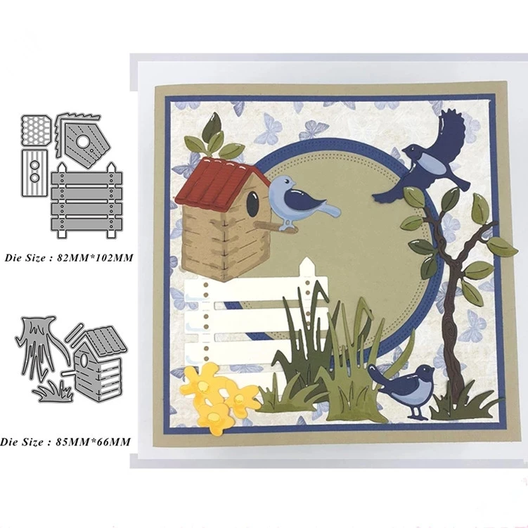 

New Dies For Bird house and vegetation Metal Cutting Dies Embossing Scrapbooking Stencil Craft Cut Dies For DIY Card Handmade