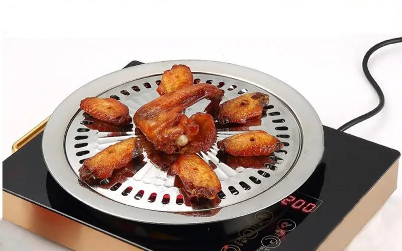 Портативный уличный поднос для барбекю, бытовая Сковорода Из Нержавеющей Стали, бездымный антипригарный гриль, плита для барбекю, корейский инструмент для обжарки