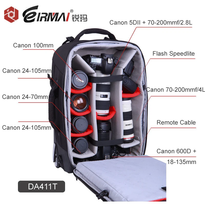 EIRMAI фото SLR Чехол на колесиках камеры нейлоновые сумки большой емкости DSLR