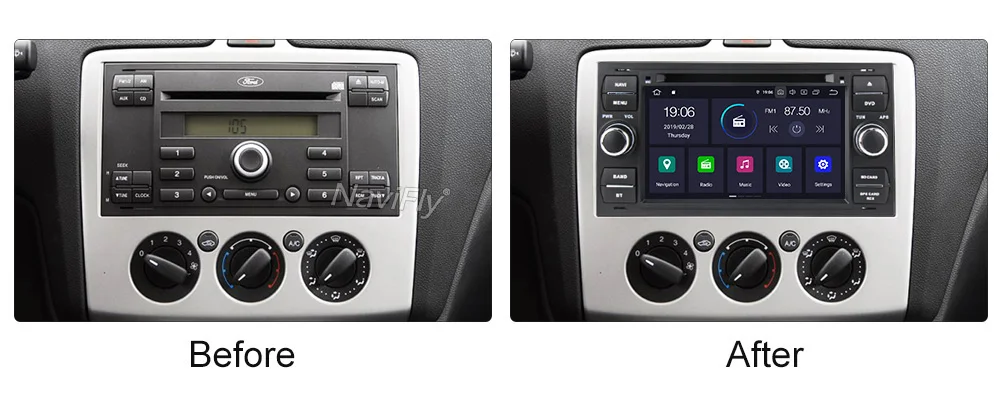 Cheap NaviFly Car Radio Multimedia player For Ford/Mondeo/Focus/Transit/C-MAX/S-MAX/Fiesta 2Din Android 9.0 Autoradio GPS Navigation 1