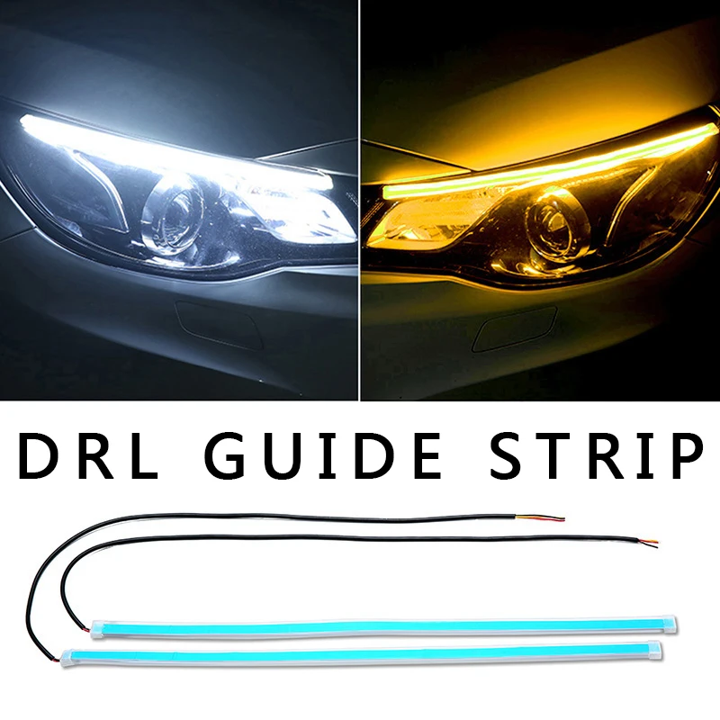

2x Ultrafine DRL LED Daytime Running Lights Turn Signal Led Strip Car Light Accessories Turn signal Yellow Waterproof