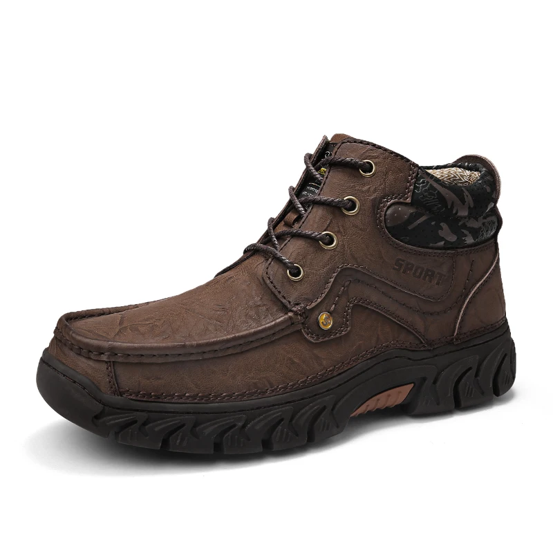 5051Deep Brown Модные ботинки мужская зимняя обувь мужская водонепроницаемая обувь на шнуровке Большие размеры - Цвет: 5051Deep Brown