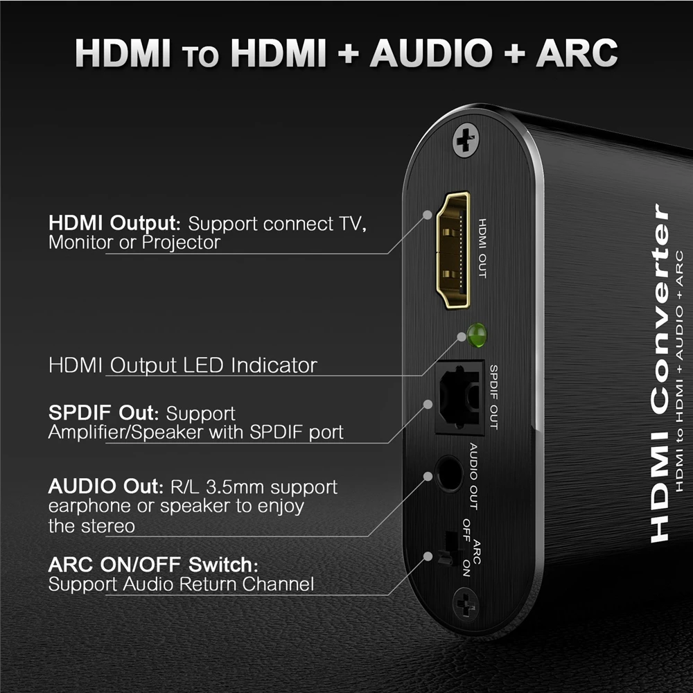 4K HDMI 1,4 аудио экстрактор 5,1 ARC 4K 60HHDMI аудио экстрактор разветвитель HDMI для аудио экстрактор оптический TOSLINK