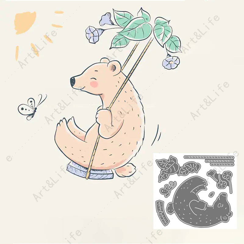 

Hot New Little Bear on the Swing Metal Cutting Dies Stencils for Making Scrapbooking Album Birthday Card Embossing Cut Die