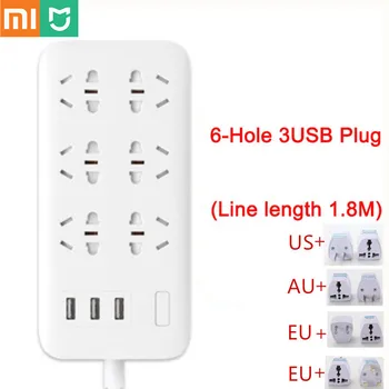 

Xiaomi WIFI Socket Plug Household Extension Cable Power Board 3/5/6/8 Hole USB Fast Charging 2500W 10A 250V