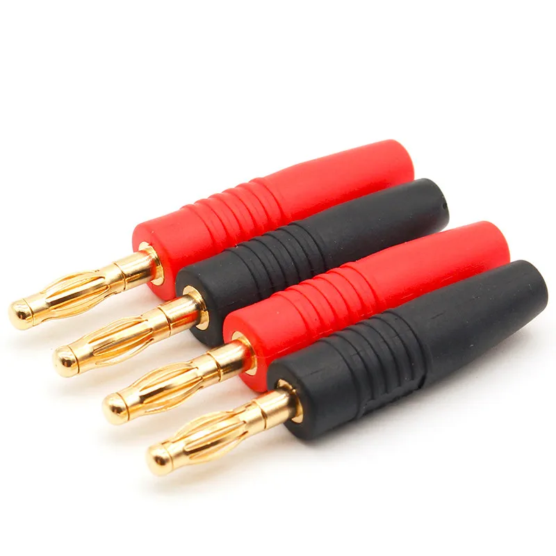 Banane Hifi 4 Connettori Banana Spine Oro Per Altoparlanti - Flessibili E Intrecciati 2MM - Per Amplificatori E Cavi Audio Banane Diffusori Hifi
