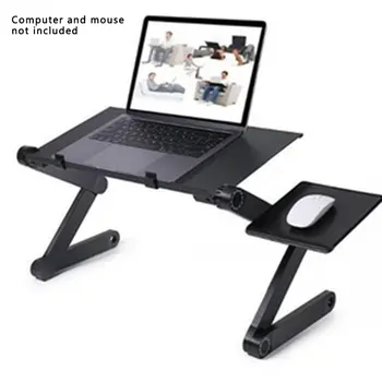 

Folding Aluminum Alloy Double Fan Computer Desk With Mouse Board Ergonomic Design Contains Mouse Pad Collapsible