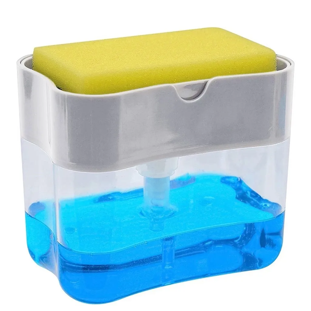 2-in-1 Sponge Rack Soap Dispenser 13 Ounces Pump & Caddy Bathroom Kitchen Organizer Household Cleaning Accessories | Дом и сад