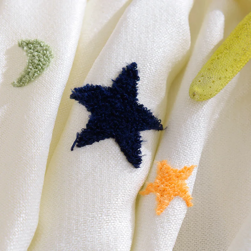 Детские шторы с вышивкой Звезда Луна Контрактная Современная строчка оконные шторы для детей спальня скрининг детская комната