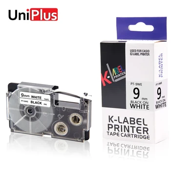 

UniPlus 9mm Cartridge Tapes XR-9WE for Casio EZ-Label Printer KL-60L Black on White XR9WE Label Maker Label Ribbons