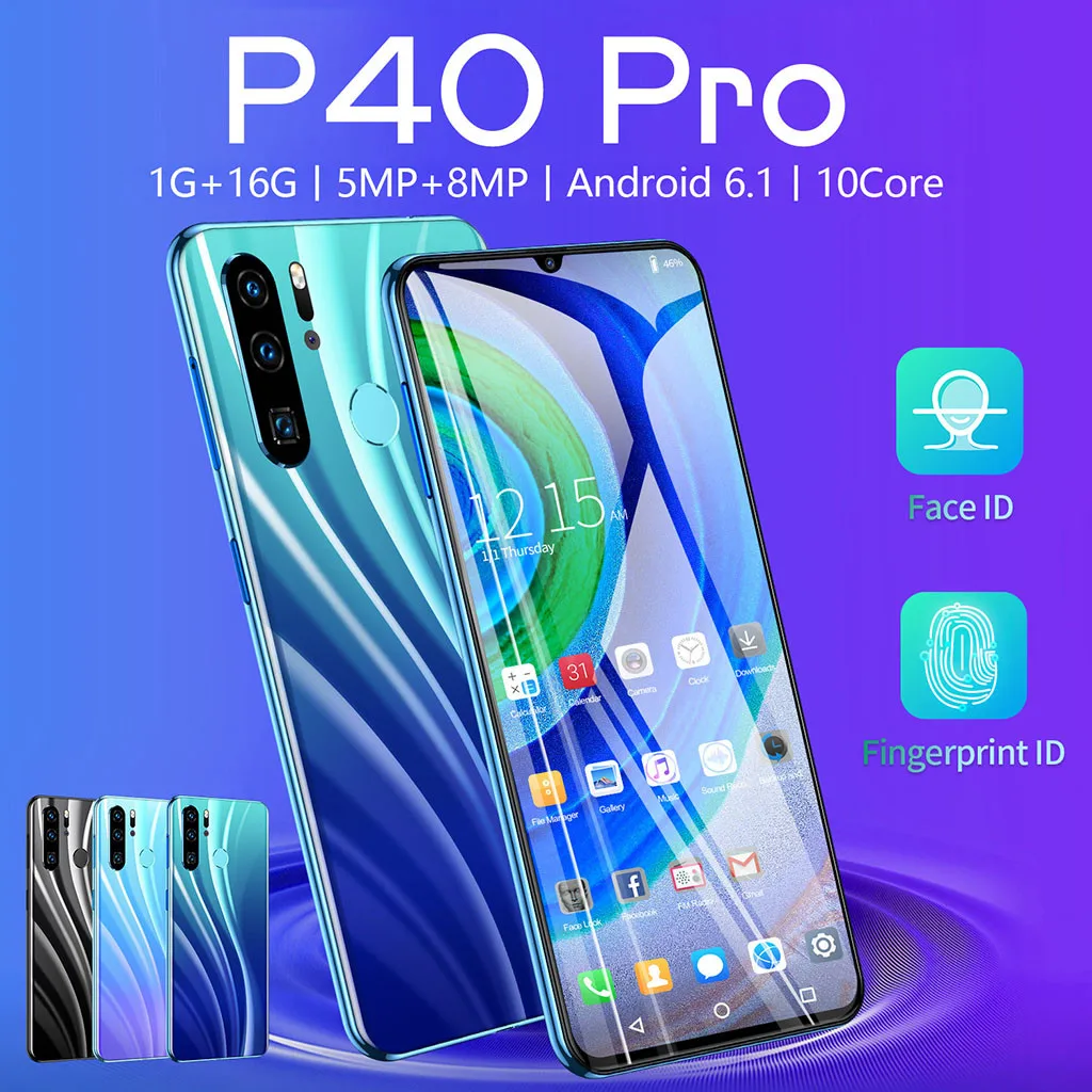 Смартфон P40 PRO quad core 6,3 дюймов камера Android 6,1 1G+ 16G gps 3g мобильный телефон ЕС лучший подарок