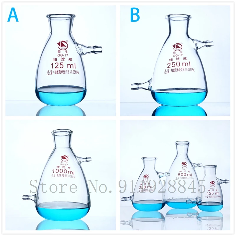High Borosilicate Glass Filter Bottles with Upper and Lower Spouts Lab Buchner Funnel Filter Flask Laboratory Equipment