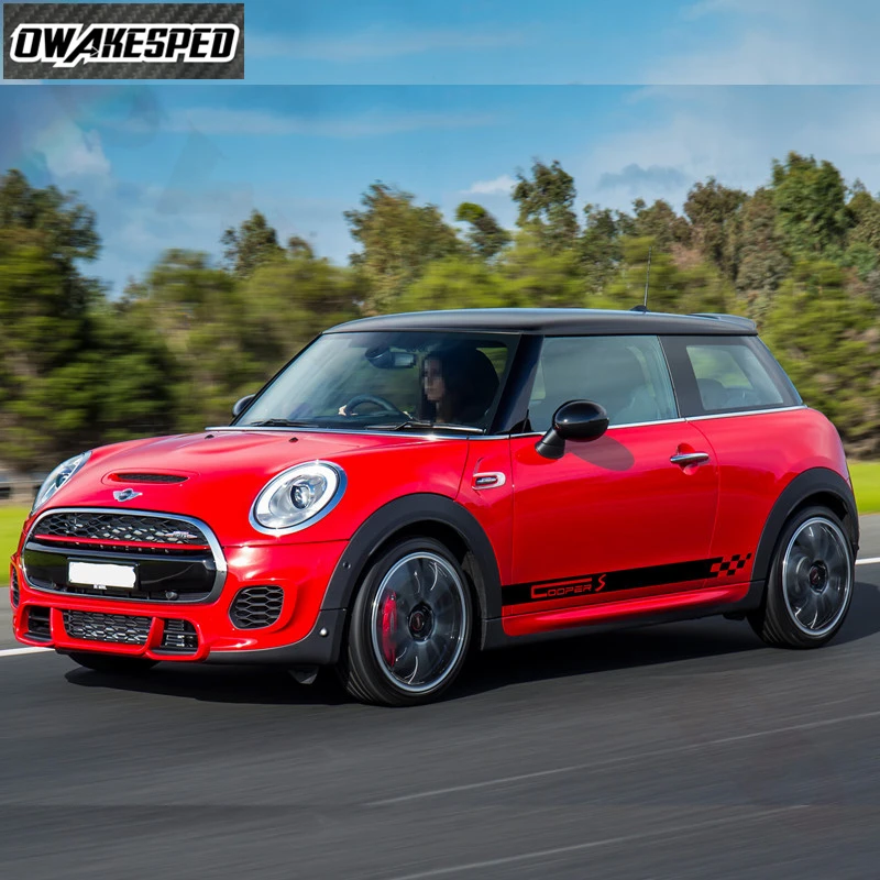 Car Door Side Stripes Auto Body Side Skirt Sticker For-MINI COOPER S Clubman R55 F54 R56 F56 JCW Sport Styling Accessories (4)