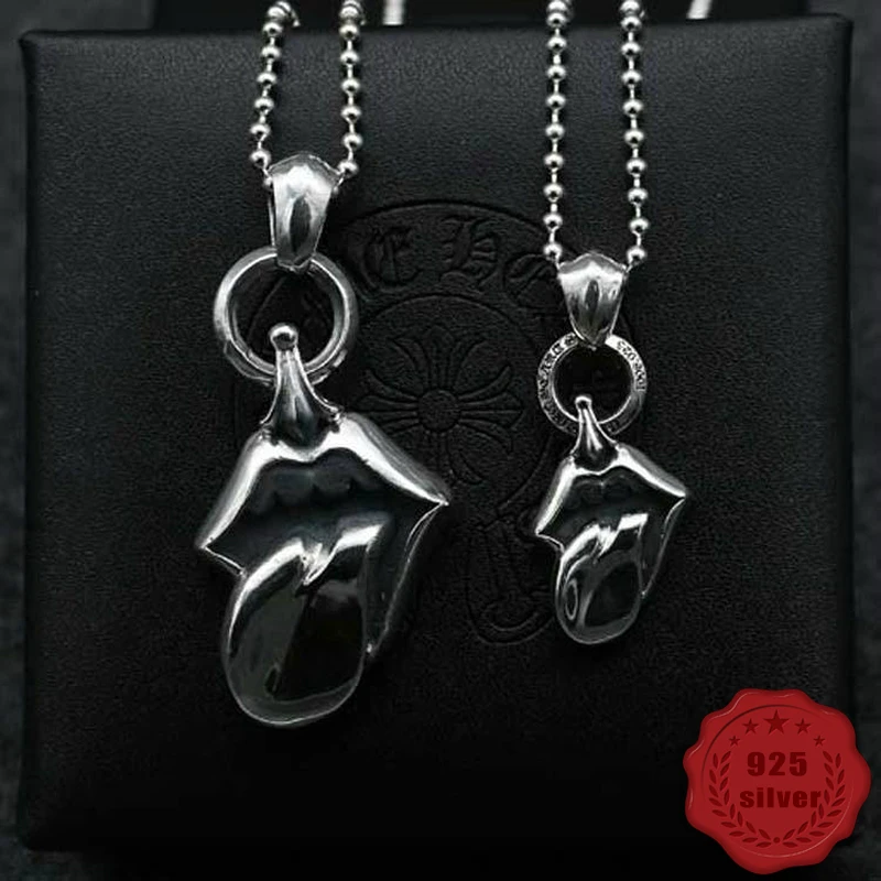 

925 sterling silver pendant personality retro fashion classic punk style big tongue hip-hop hip hop jewelry 2018 new hot sale