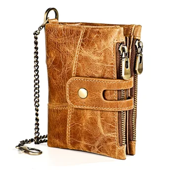 

Rfid Short Wallet Women Genuine Leather Walet men Coin Purse Wallets Purse Card Holder Chain vallet portomonee portfel damski