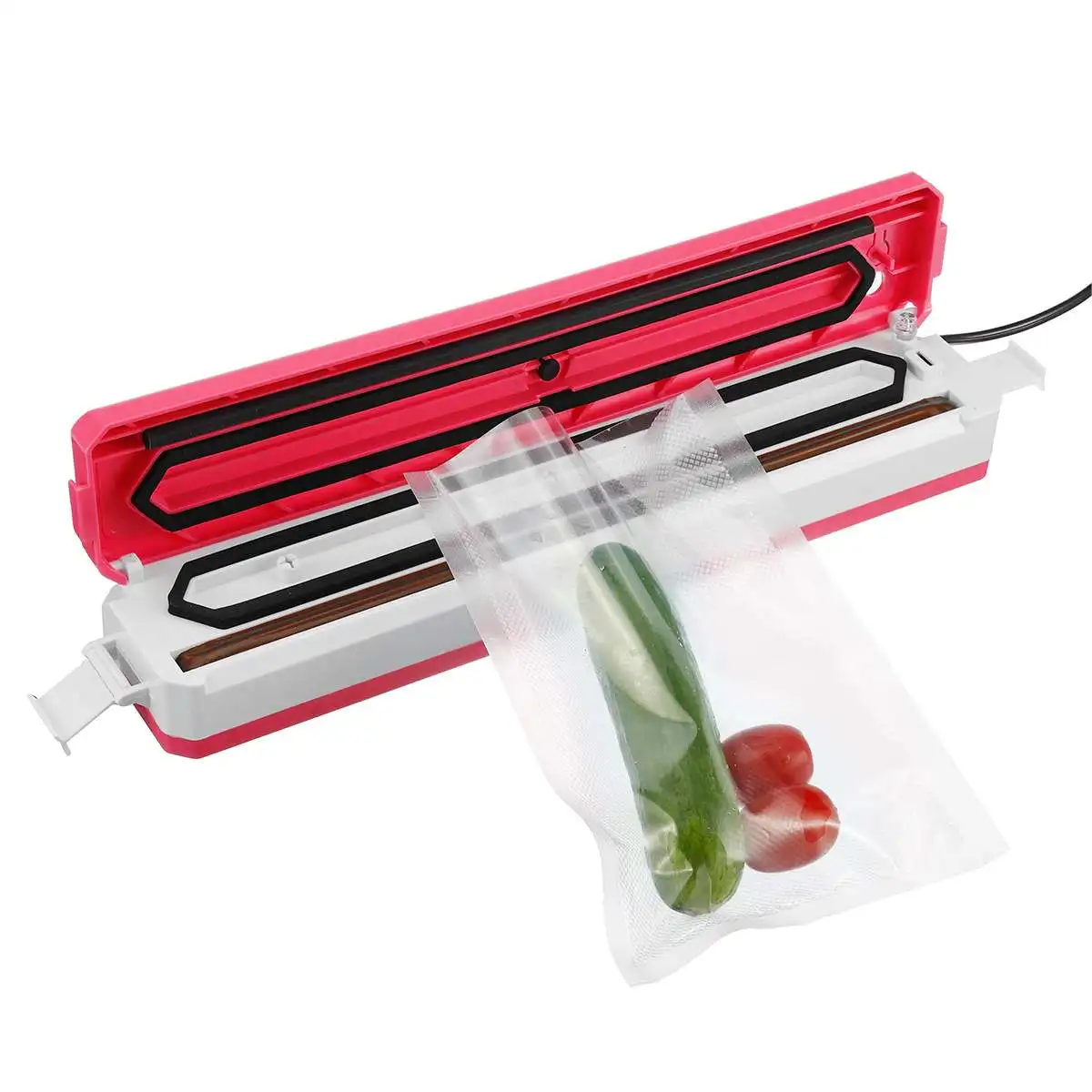 Rose Red Single Pump Автоматическая Бытовая вакуум-закаточная машина упаковочная машина, герметизация пищевых продуктов, кухонная электрическая вакуум-закаточная машина для хранения продуктов питания+ 10 шт. сумка - Цвет: Rose Red Single Pump