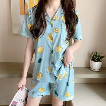 

New Ladies Silk Pajamas Suit Button Women Nightwear Casual Wear Suit M-XL
