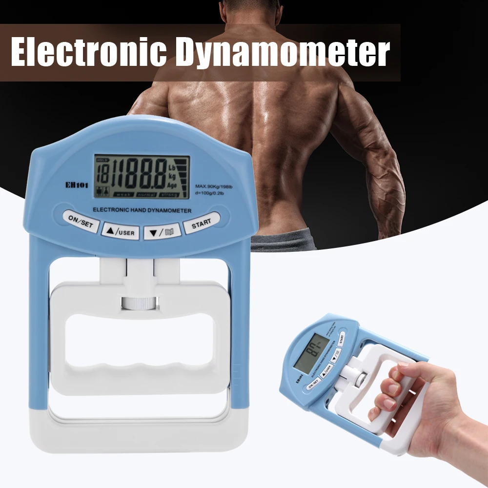 

90kg/198Ib Digital LCD Dynamometer Hand Grip Power Fitness Measurement Strength Training Mucle Developer for Body Building