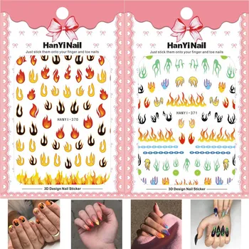 

3D Flame Embossed Nail Sticker Colorful Adhesive DIY Manicure Slider Nail Art Tips Decorations Decals