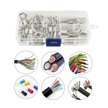 

60PCS Silver SC Tinned Copper Lug Ring Wire Connectors for Battery Bare Cable Electric Wire Connector Crimp Terminal Set