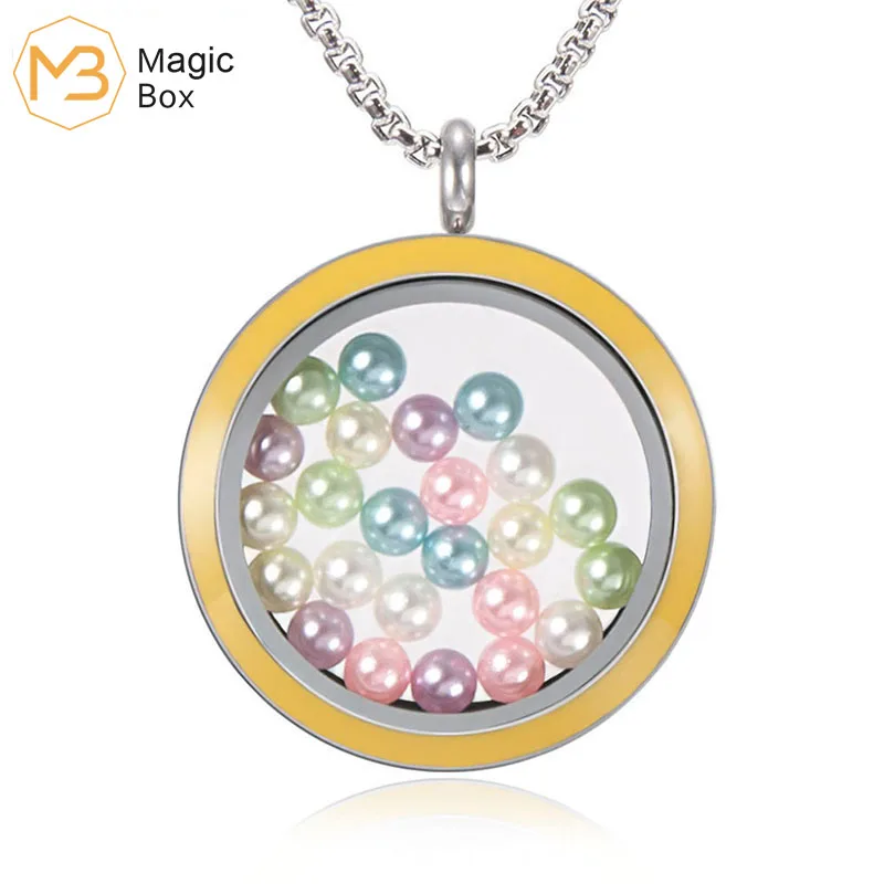 Женский кулон из прозрачного стекла нержавеющей стали 316L с цветным жемчугом в