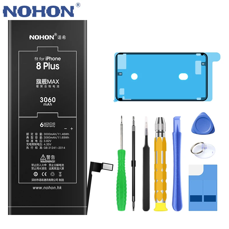 NOHON аккумулятор для Apple iPhone 6, 6 S, 7, 8 Plus, 6plus, 6splus, 7 Plus, 8 Plus, литий-полимерный аккумулятор для телефона+ Бесплатные инструменты - Цвет: iPhone 8Plus 3060mAh
