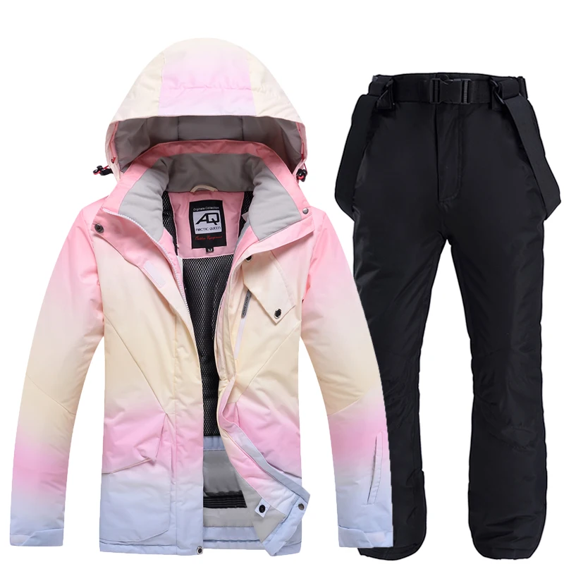 Waterproof Snow Suit Sets Women Snowboard Ski Jacket Strap Pants