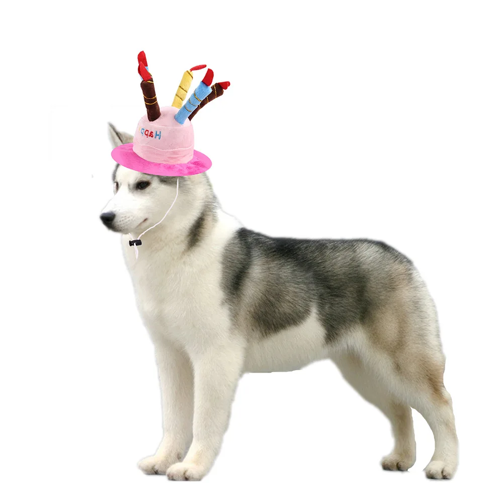 Dog Birthday Cute Pets Dog Cats Birthday Caps Adjustable Corduroy Colorful Candles Small/Medium Dog Hat Puppy Cats Cosplay Costume Headwear