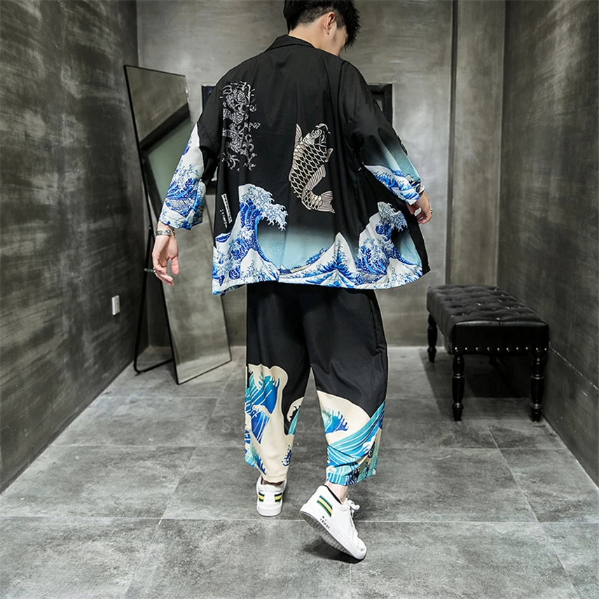 Haori Uomo Cotone Kimono in Cotone E Lino Cardigan da Uomo Giapponese  Maschio Yukata da Uomo Haori Abbigliamento da Samurai Giapponese  Abbigliamento Tradizionale Giapponese,Black-S Uomo Abbigliamento  berjaya.edu.my