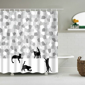 

black cat shower curtain fabric waterproof drop shipping bath courtain new arrival bathroom curtain