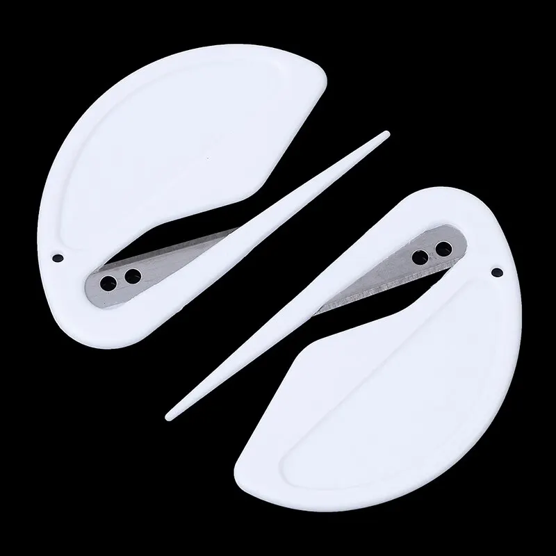 2pcs/lot Plastic Letter Opener Mini Sharp Letter Mail Envelope Opener Safety Papers Guarded Cutter Blade Office Equipment for Mail Opener