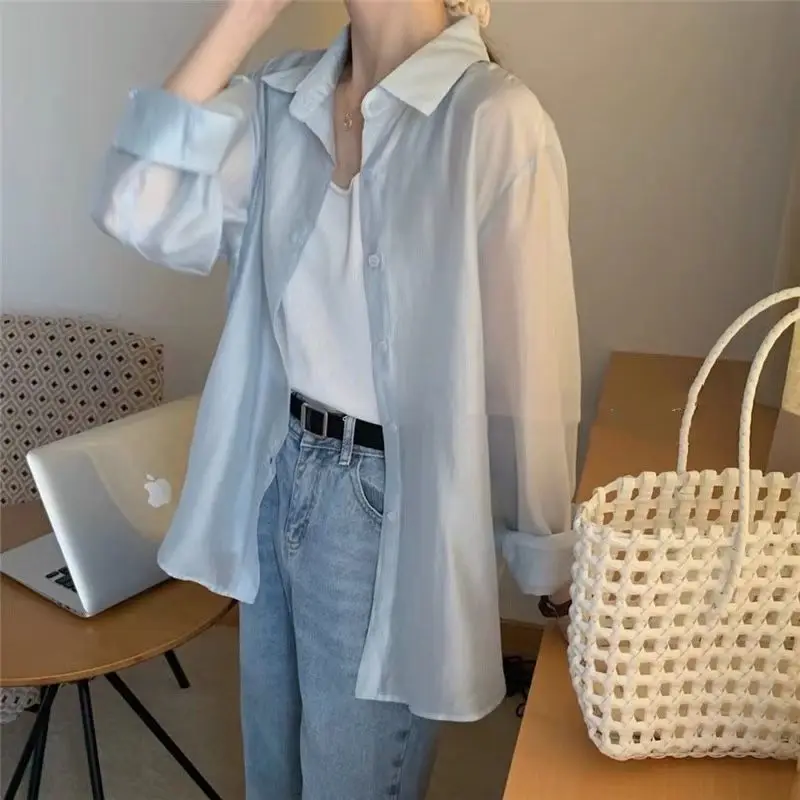여성용 시크한 스플릿 셔츠, 불규칙한 디자인, 세련된 S-3XL, 긴 소매, 햇빛 차단, 통기성 겉옷, 단색, 부드러운 모던