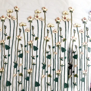 

2020 New Flower Lace Embroidery Fabric Designer DIY Women Dress Material Telas De Moda Sewing Tulle Tecido Costura Stof by Yard