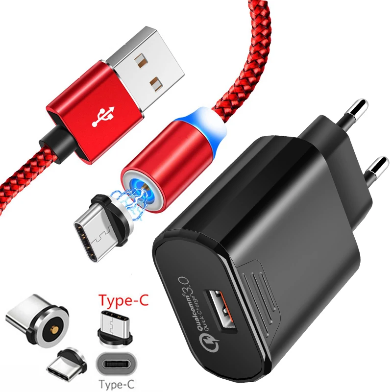 Магнитный кабель USB Type C со светодиодной подсветкой для Samsung feel 2 A40 A50 A70 A20 A90 S8 S9 S10 A7