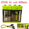 ZNTER S19 9V 400mAh  9v600mah USB Rechargeable 9V Lipo Battery RC Battery For microphone  Camera Drone ► Photo 3/4