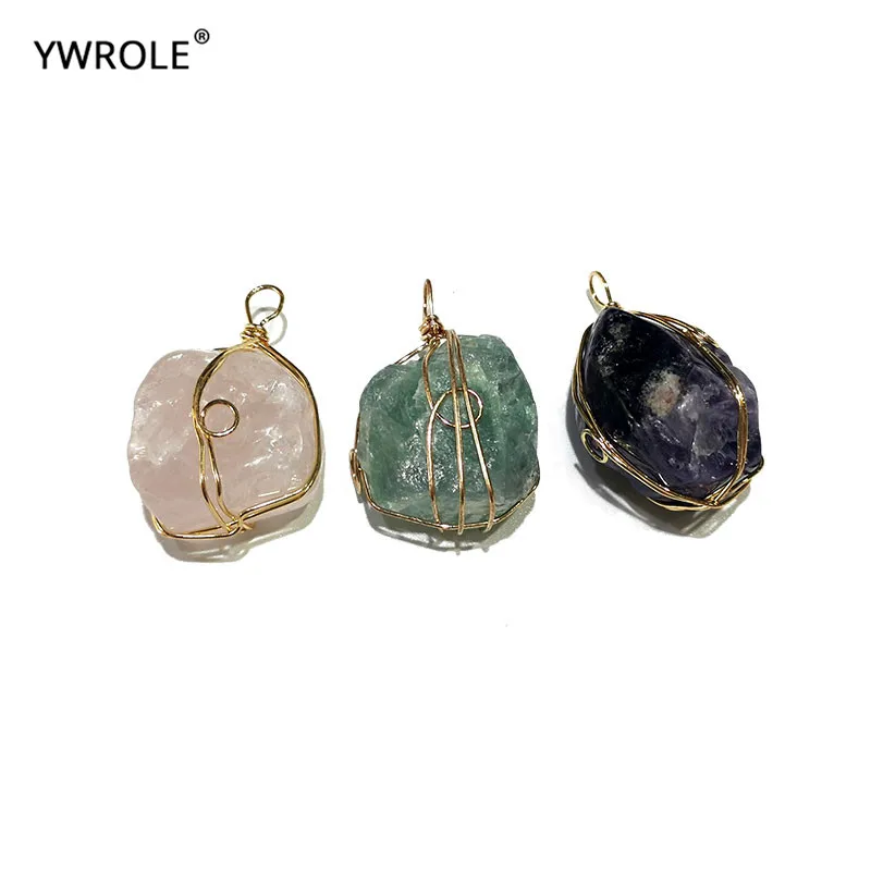 2020 Natural Rough Fluorite Stone Rose Quartzs Amethysts Quartz Pendant For Jewelry Making Necklace Bracelet Earring | Украшения и