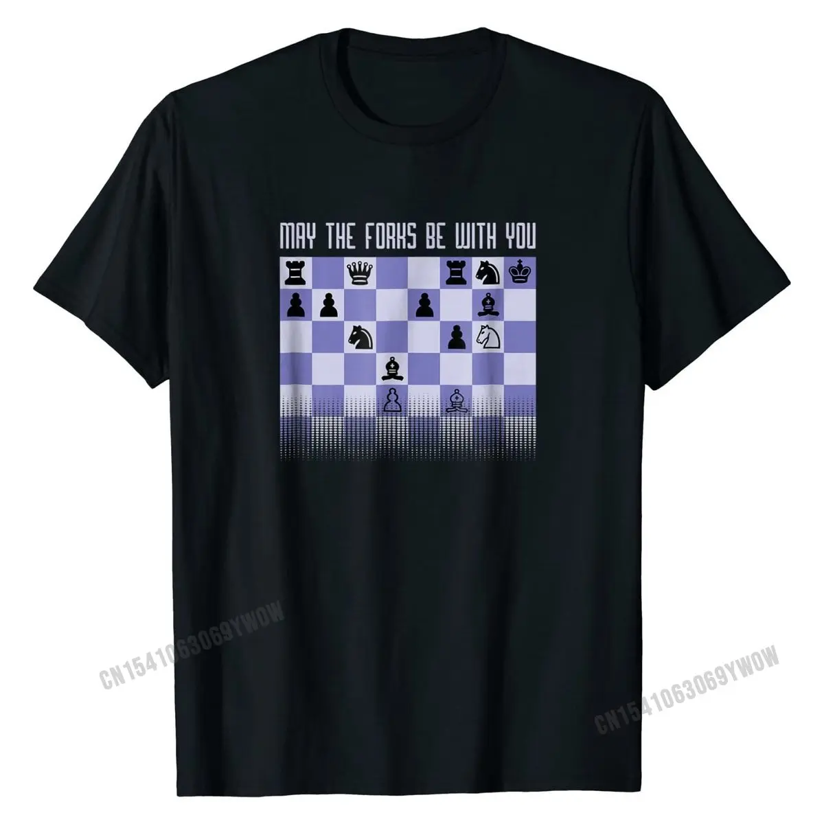 

"May the Forks" Funny Chess T-Shirt New Design Crazy T Shirts Cotton T Shirt for Men Geek