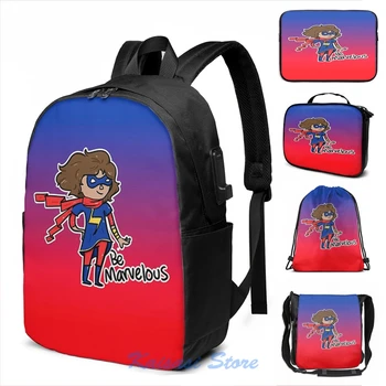 

Funny Graphic print Kamala Khan Be Marvelous USB Charge Backpack men School bags Women bag Travel laptop bag