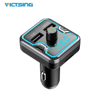 

VicTsing Bluetooth 5.0 Car Wireless FM Transmitter QC 3.0 FM Transmitter Radio Receiver Adapter with Dual USB & Type-C Charging